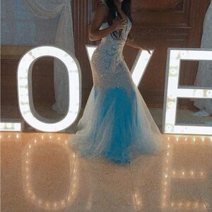 Baby blue rhinestone dress